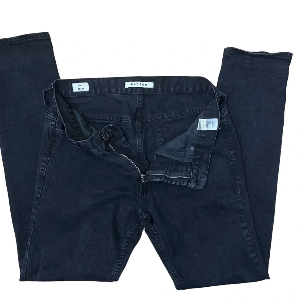 PACSUN Men’s Skinny Washed Black Jeans Size 33
